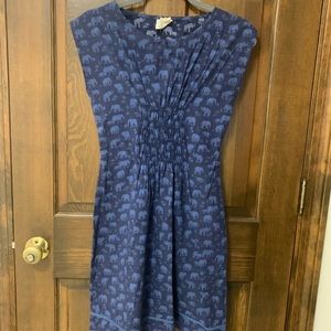 Mata Trader’s Artsy Traveler dress in blue elephant print XS